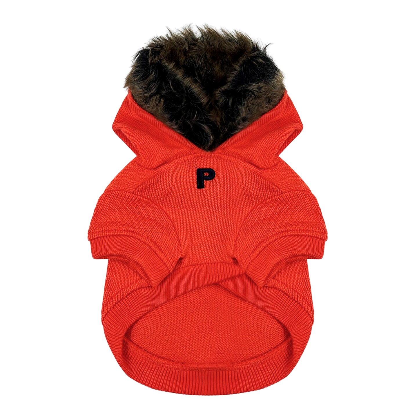 PUPPY DOG CLOTHING SERIES FLUFFY HOODED SWEATER ORANGE RED