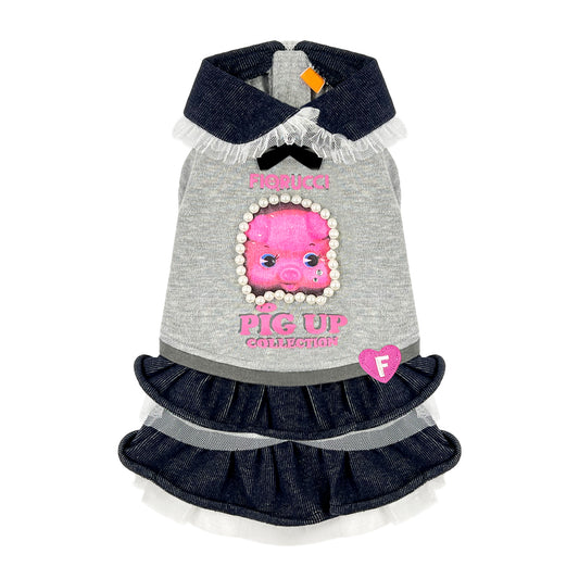 PUPPY DOG CLOTHING SERIES FIORUCCI PIG UP COLLECTION DRESS GREY