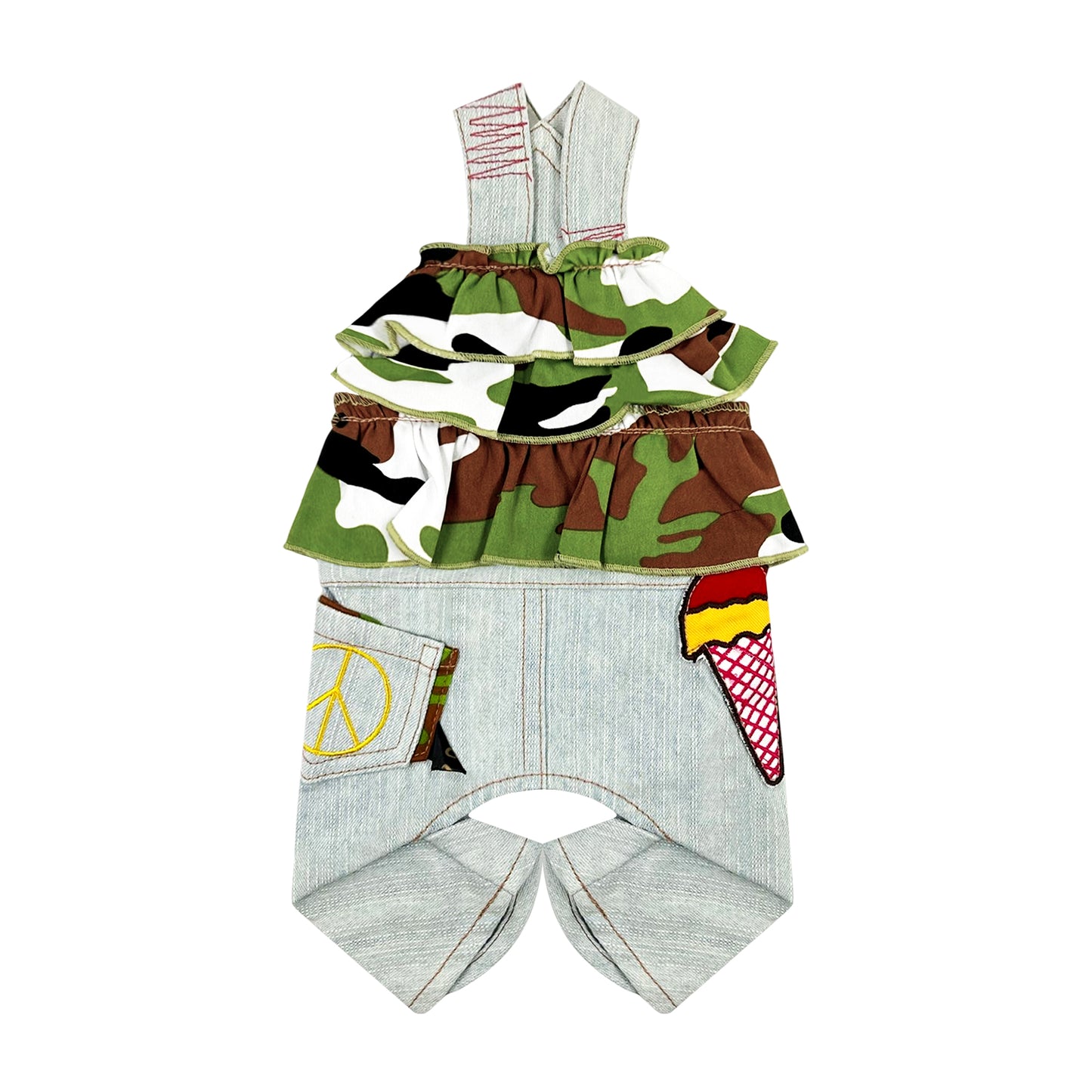 PUPPY DOG CLOTHING SERIES CAMOU DENIM JUMPSUIT GREEN