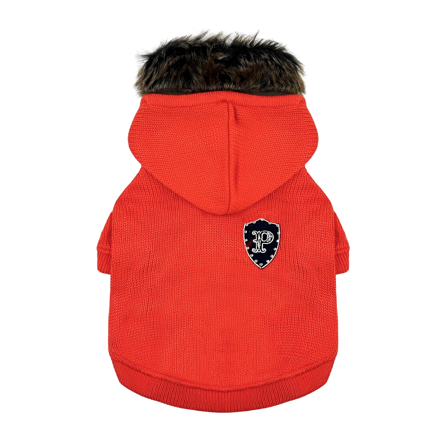 PUPPY DOG CLOTHING SERIES FLUFFY HOODED SWEATER ORANGE RED