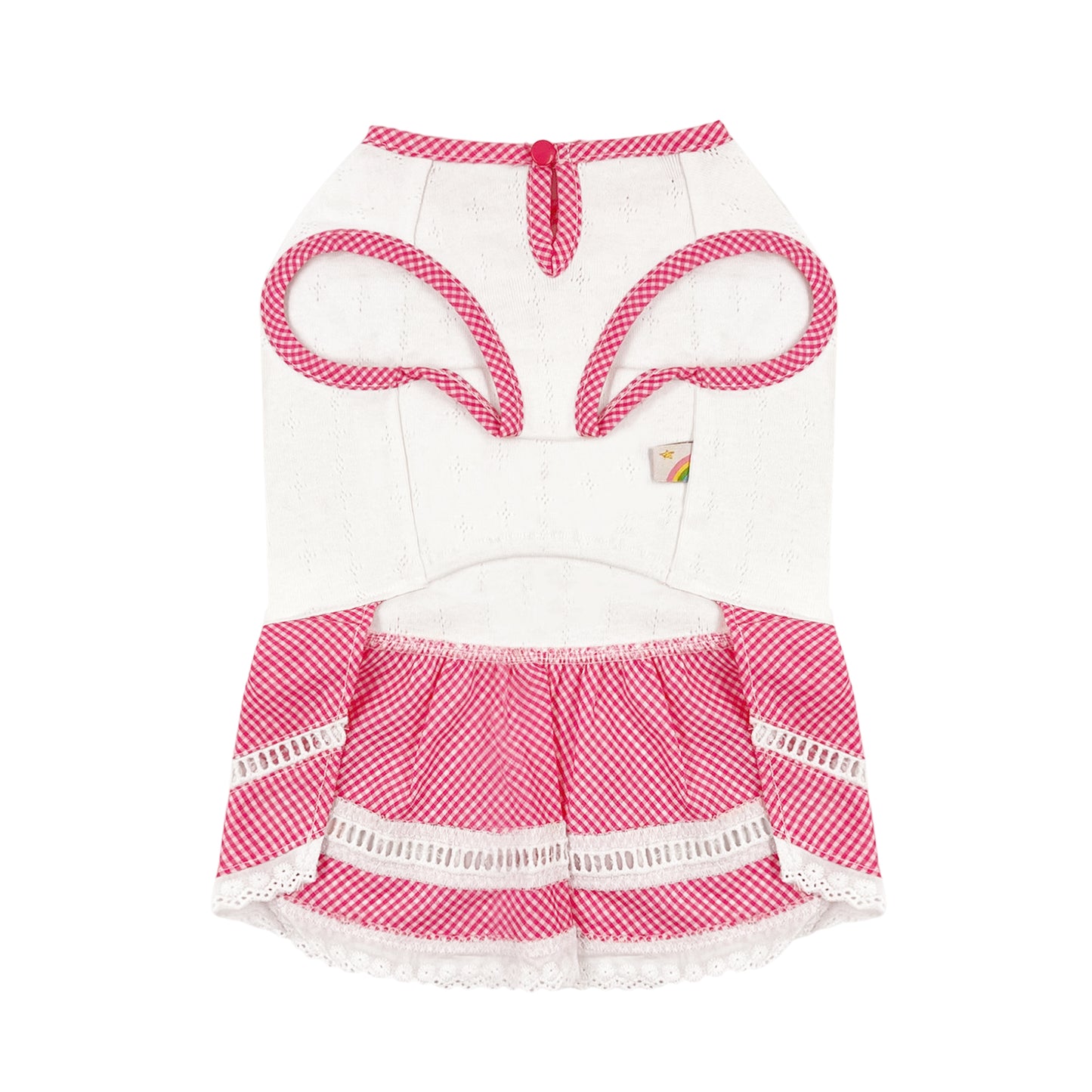 PUPPY DOG CLOTHING SERIES BOWKNOT PLAID DRESS PINK