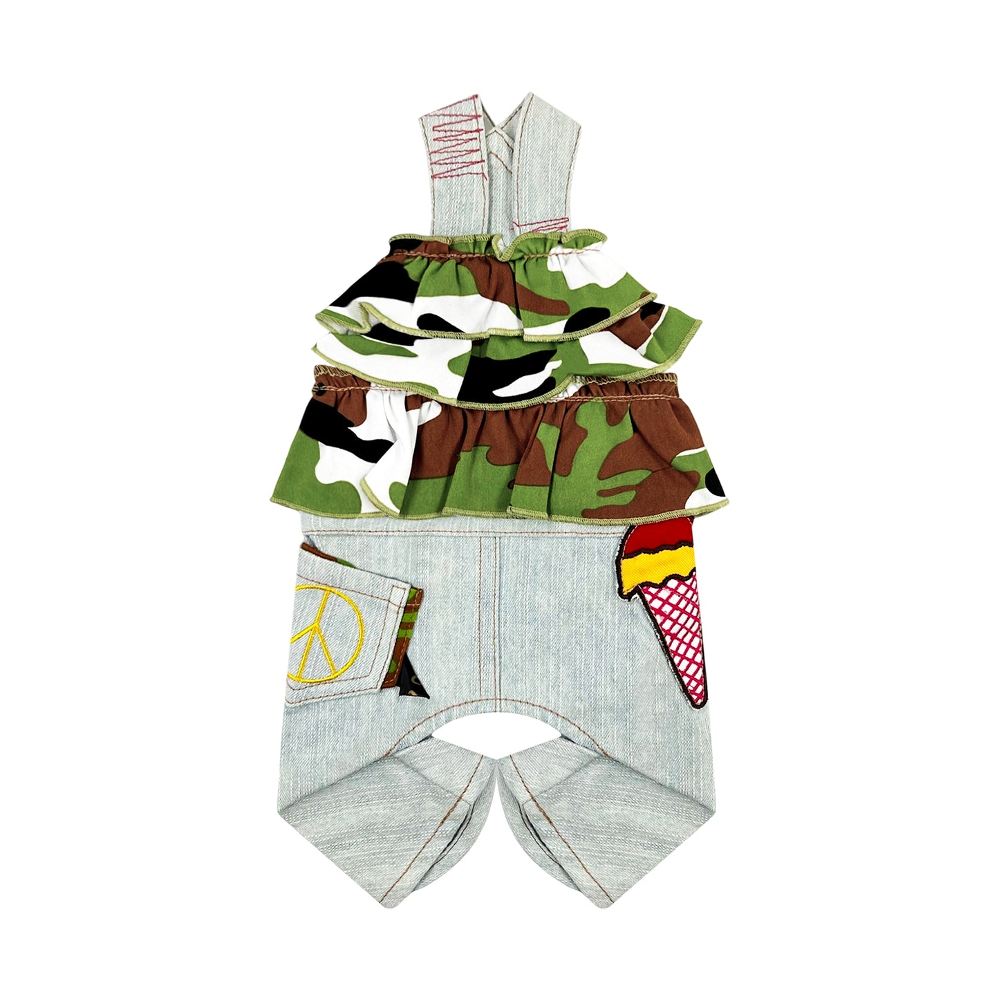 PUPPY DOG CLOTHING SERIES CAMOU DENIM JUMPSUIT GREEN