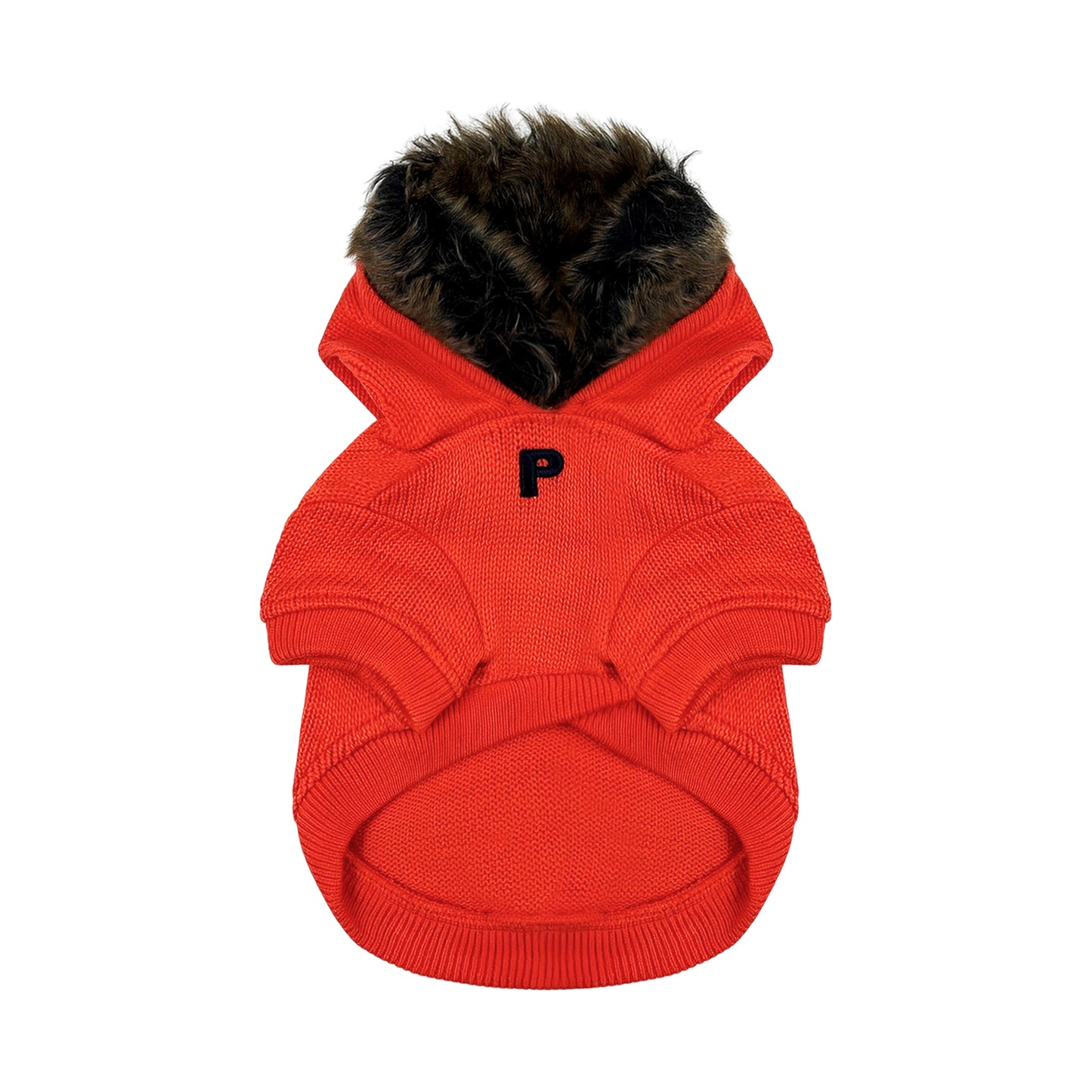 PUPPY DOG CLOTHING SERIES FLUFFY HOODED SWEATER ORANGE RED