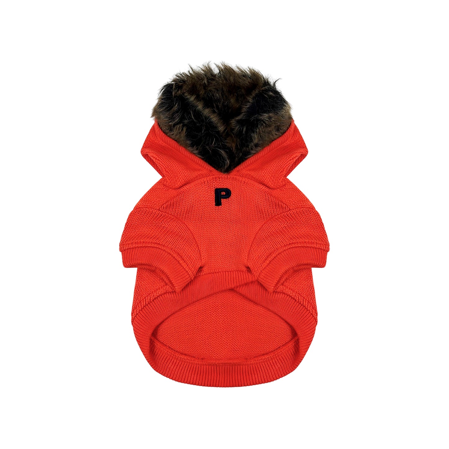 PUPPY DOG CLOTHING SERIES FLUFFY HOODED SWEATER ORANGE RED