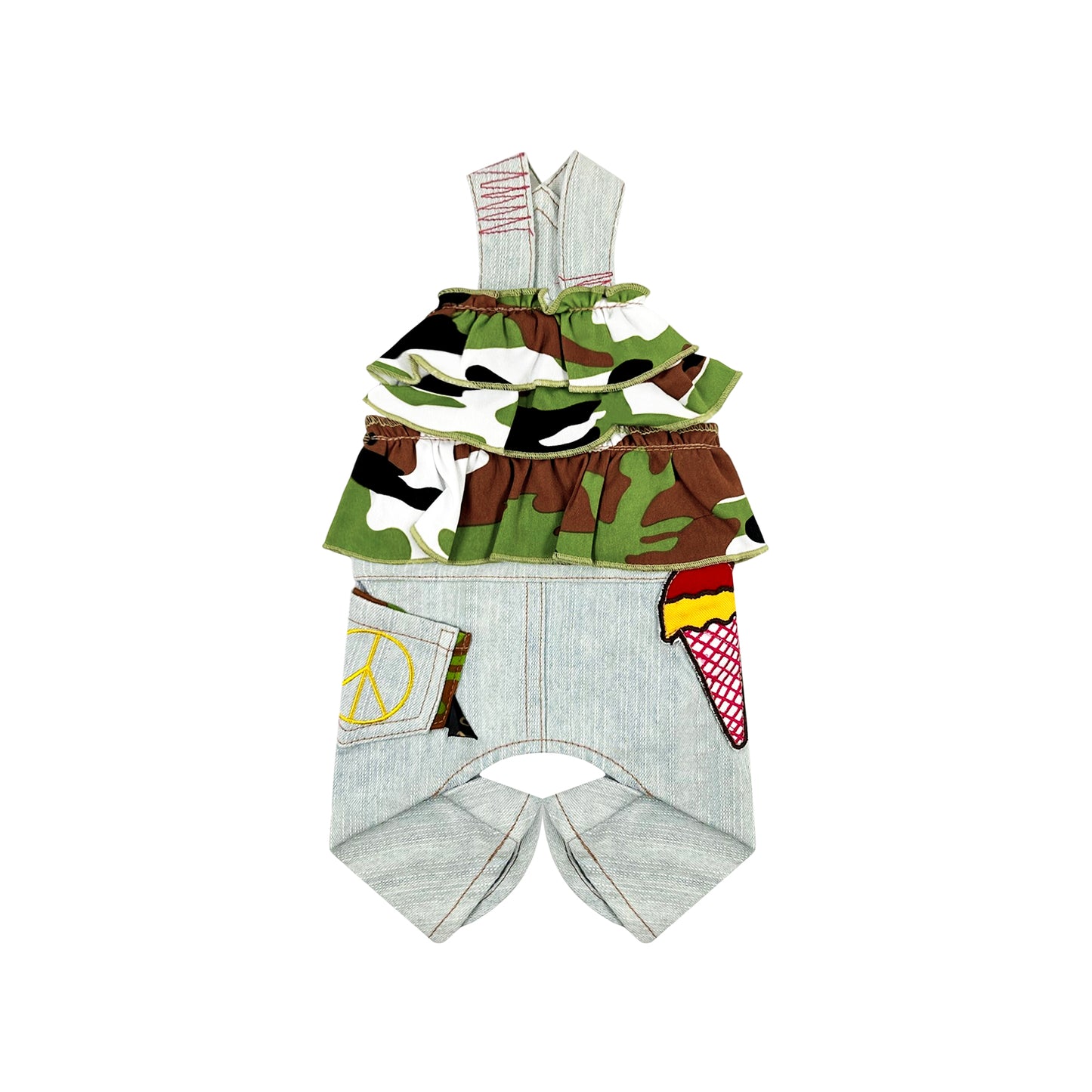 PUPPY DOG CLOTHING SERIES CAMOU DENIM JUMPSUIT GREEN