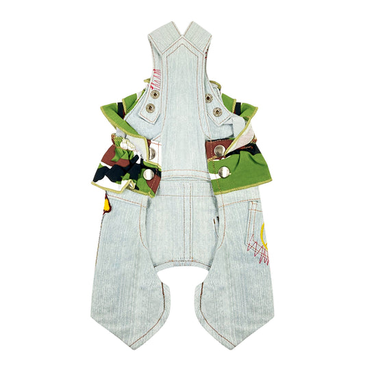 PUPPY DOG CLOTHING SERIES CAMOU DENIM JUMPSUIT GREEN