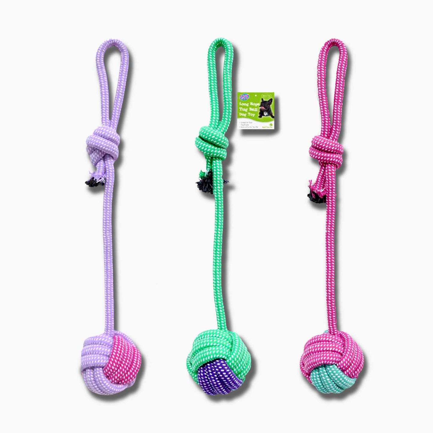 52CM LONG ROPE BALL DOG TOY-2 TONE SERIES 3 COLOURS