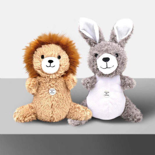 SQUEAKY ANIMAL PLUSH PET TOY - LION/BUNNY RABBIT SERIES