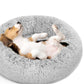 PET CALMING BED FLUFFY WARM COZY SOFT DOG CAT PUPPY ROUND DONUT CUDDLE NEST S-XL