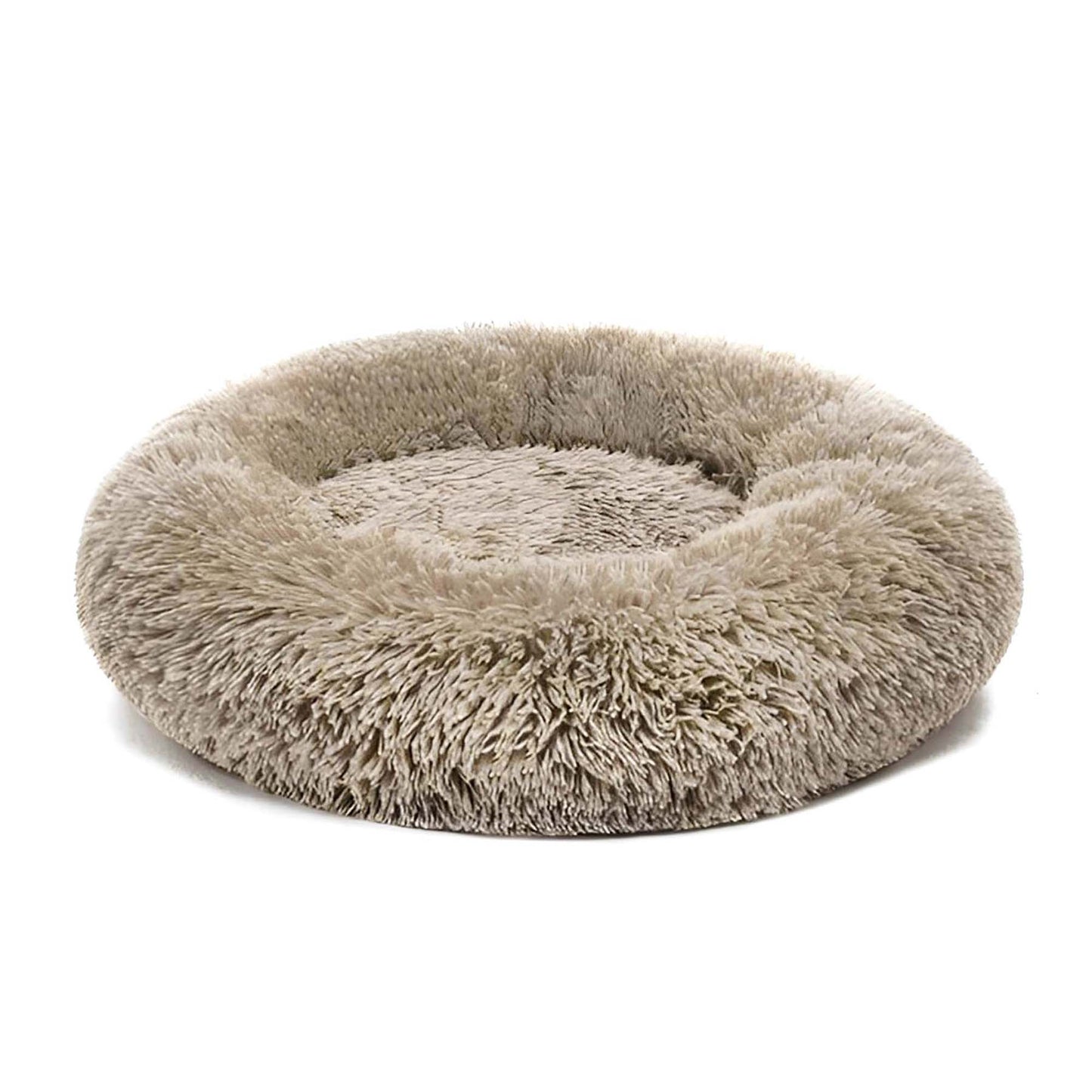 PET CALMING BED FLUFFY WARM COZY SOFT DOG CAT PUPPY ROUND DONUT CUDDLE NEST S-XL