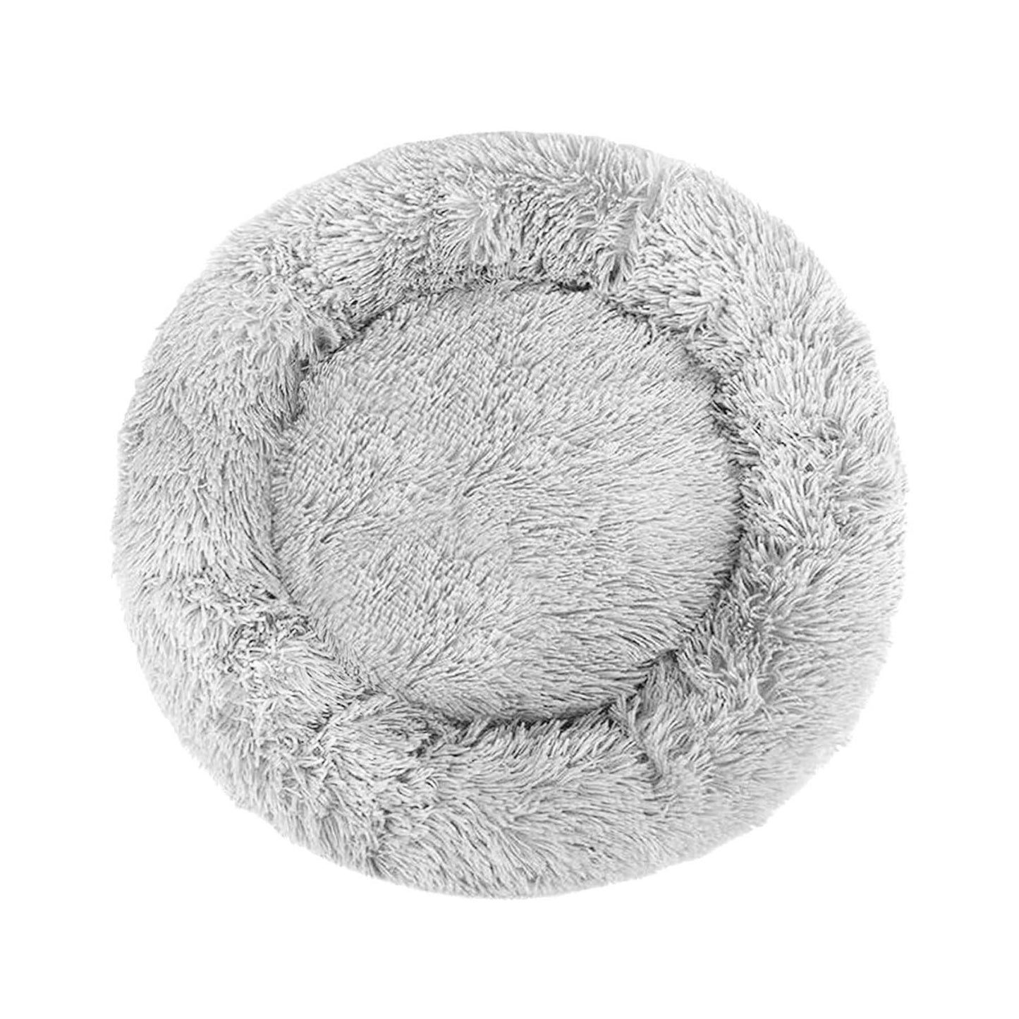 PET CALMING BED FLUFFY WARM COZY SOFT DOG CAT PUPPY ROUND DONUT CUDDLE NEST S-XL