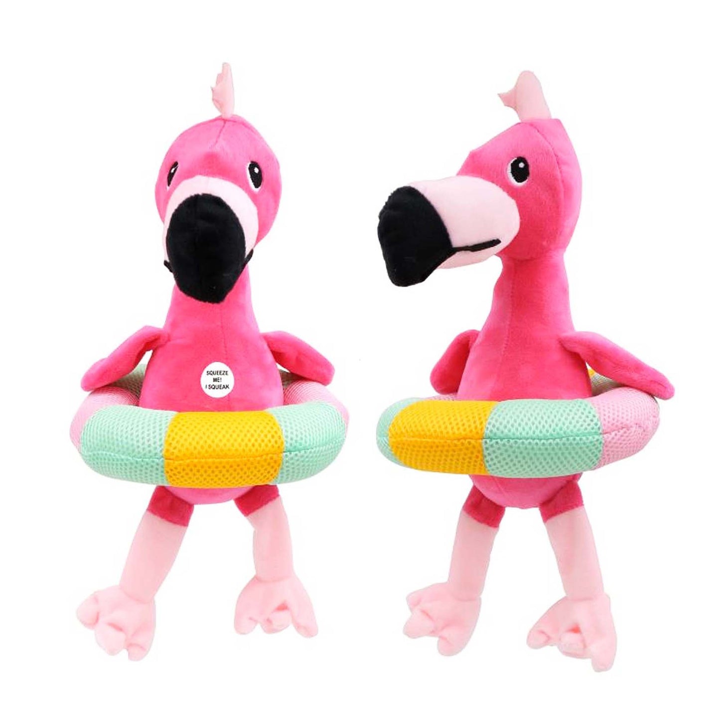 SQUEAKY ANIMAL PLUSH PET TOY - PARTY FLAMINGO SERIES