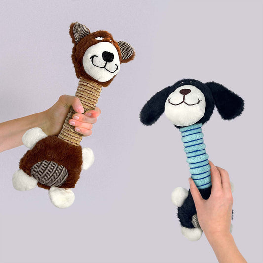 SQUEAKY DOG TOYS PUPPY PET LONG NECK BEAR & LONG NECK DOG