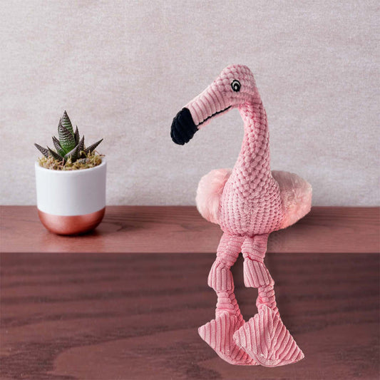 SQUEAKY PLUSH DOG TOY TROPICAL BIRD SERIES FLAMINGO