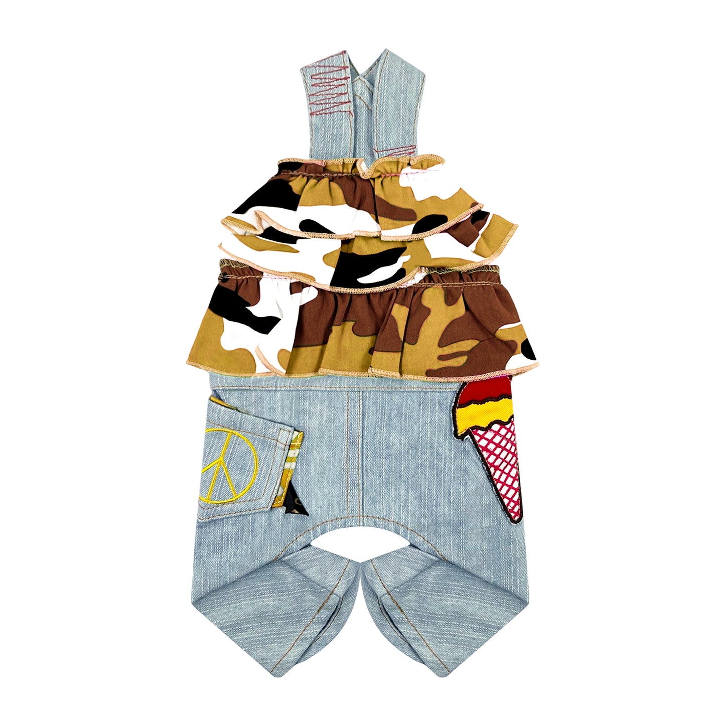 PUPPY DOG CLOTHING SERIES CAMOU DENIM JUMPSUIT MUSTARD