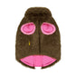 PUPPY DOG CLOTHING SERIES FURRY VEST HEART ZIPPER BROWN