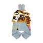 PUPPY DOG CLOTHING SERIES CAMOU DENIM JUMPSUIT MUSTARD