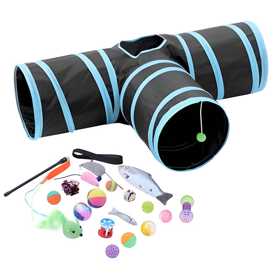 20 PIECES CAT TRI-TUNNEL WITH TOYS