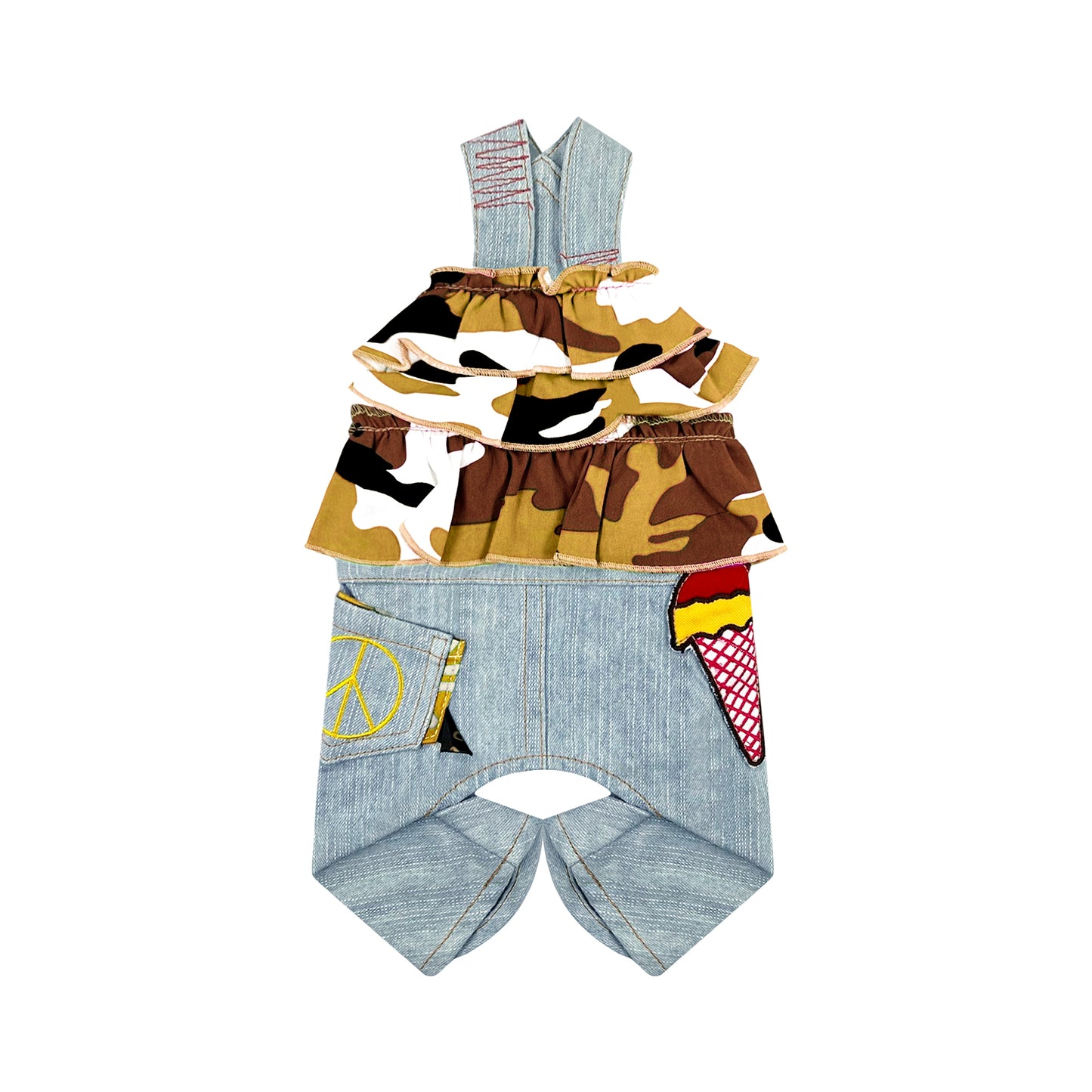 PUPPY DOG CLOTHING SERIES CAMOU DENIM JUMPSUIT MUSTARD