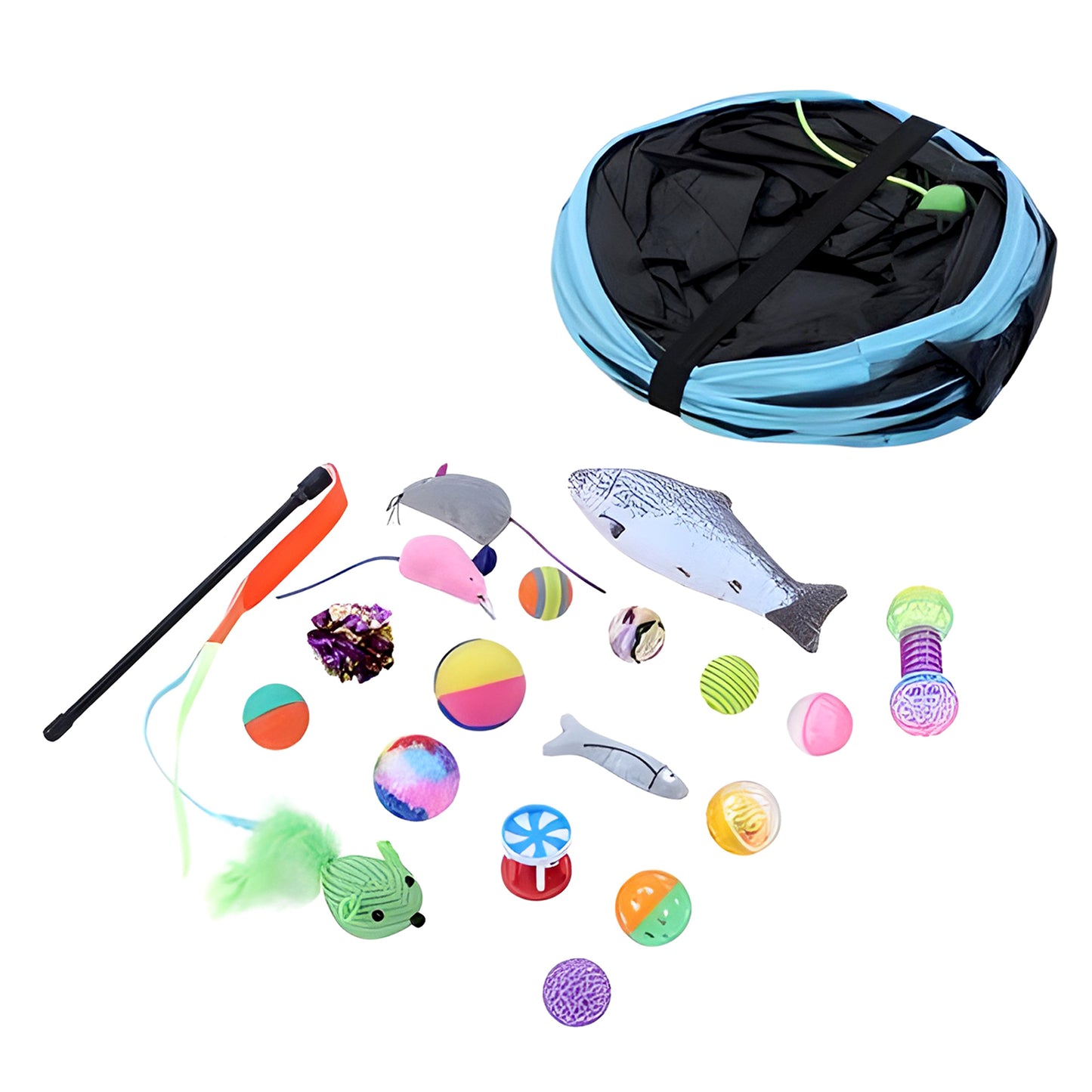 20 PIECES CAT TRI-TUNNEL WITH TOYS