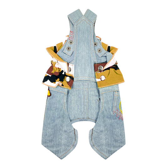 PUPPY DOG CLOTHING SERIES CAMOU DENIM JUMPSUIT MUSTARD