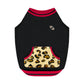 PUPPY DOG CLOTHING SERIES FURRY LEOPARD PRINT POCKET BLACK