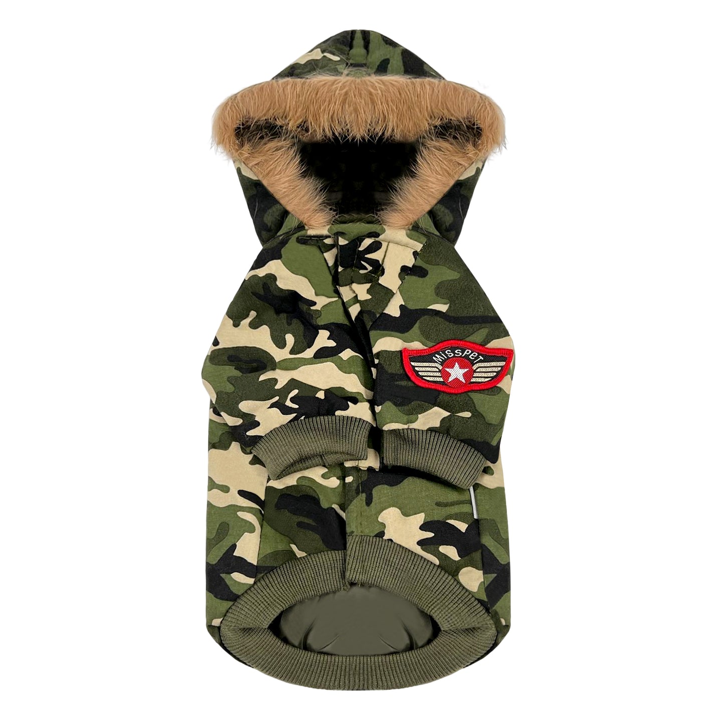 PUPPY DOG CLOTHING SERIES CAMOUFLAGE HOODIE U.S. ARMY GREEN