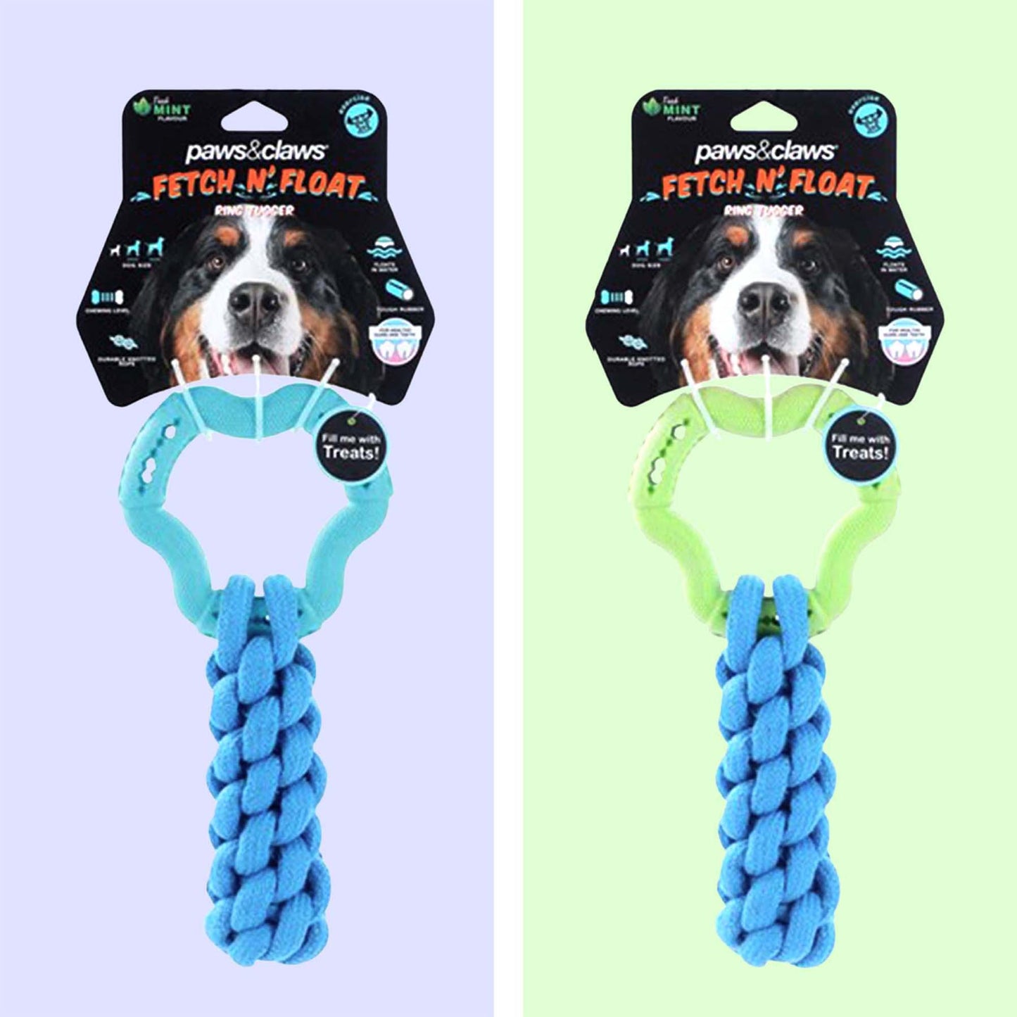 FETCH N' PLAY RING + ROPE TUGGER 2 COLOURS