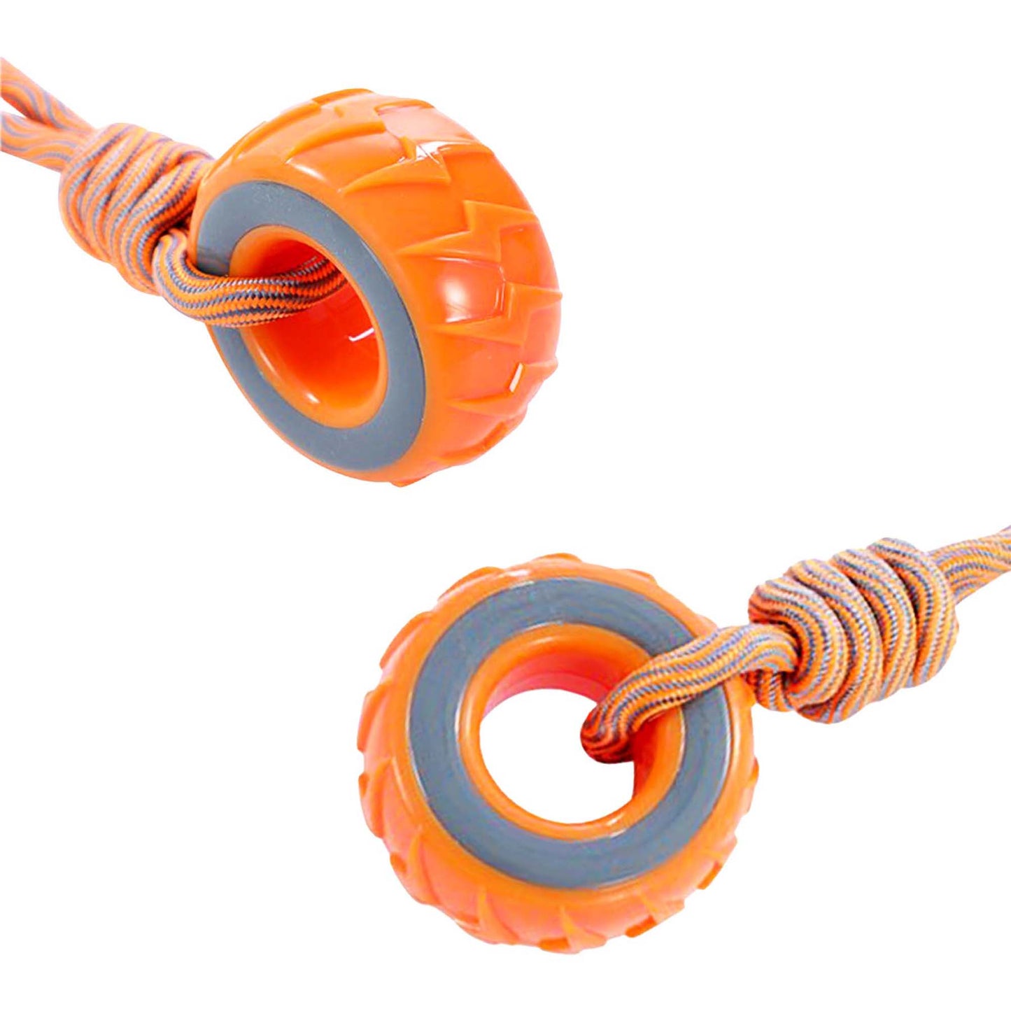 SQUEAKY DUAL COLOUR TYRE WITH ROPE 2 COLOURS