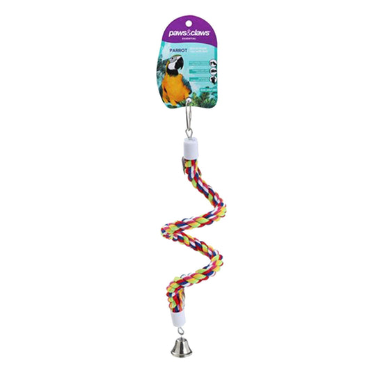 PARROT SPIRAL ROPE TOY WITH BELL