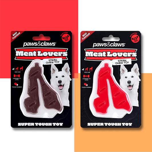 MEAT LOVERS FLAVOURED STEAK CHEW TOY 2 COLOURS