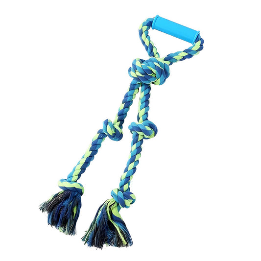 TWIN KNOTTED ROPE TUGGER TOY WITH HANDLE