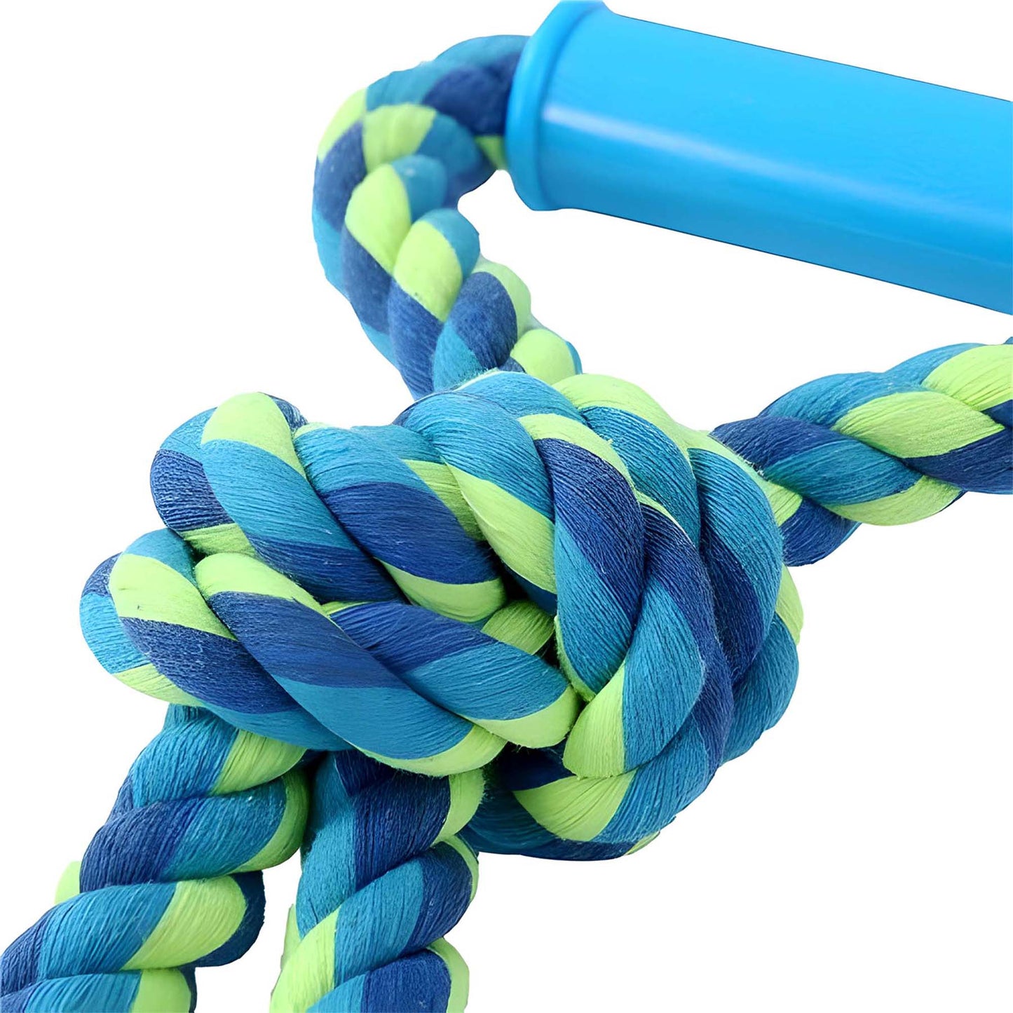 TWIN KNOTTED ROPE TUGGER TOY WITH HANDLE