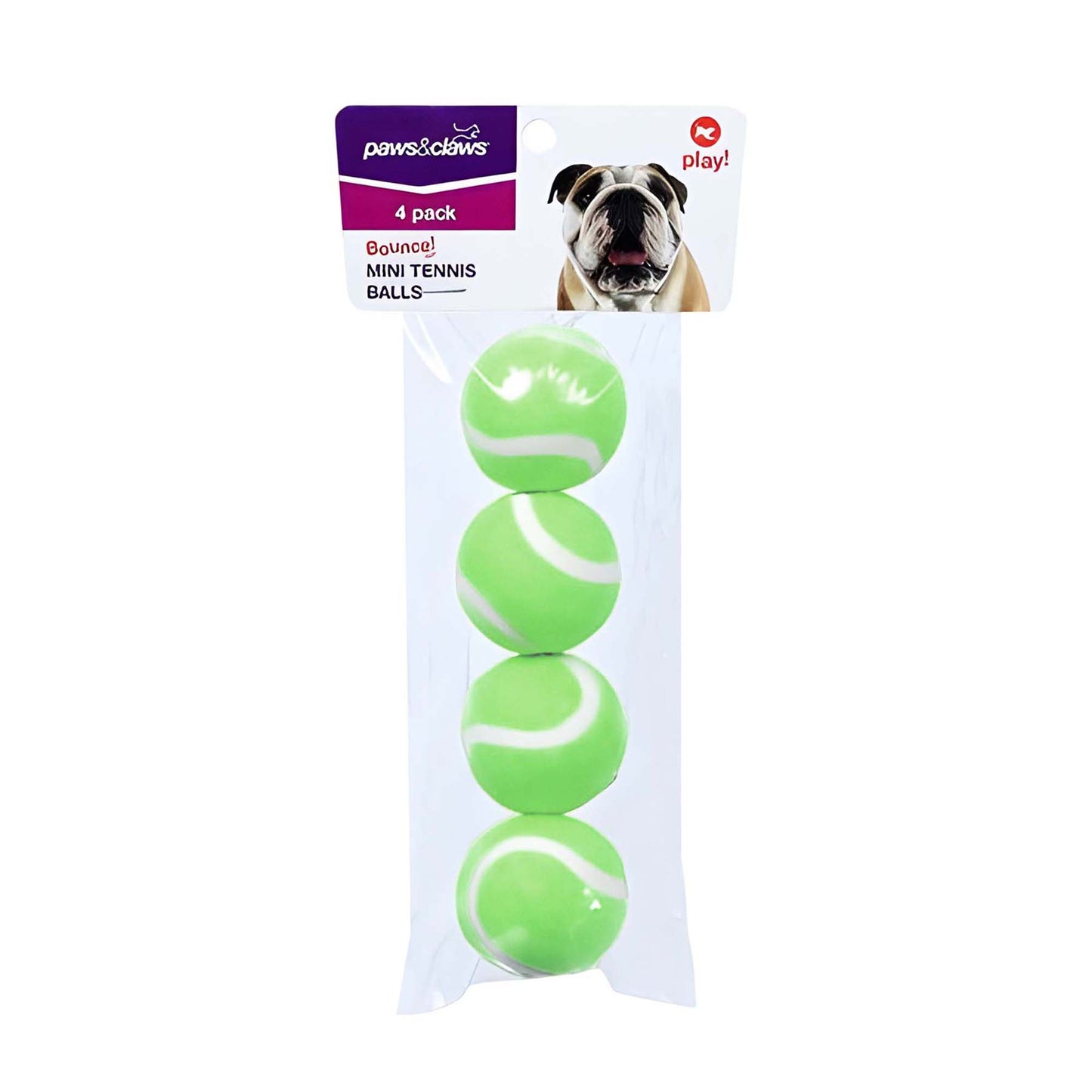 MINI TENNIS BALL 4/16PK 4CM 4 COLOURS