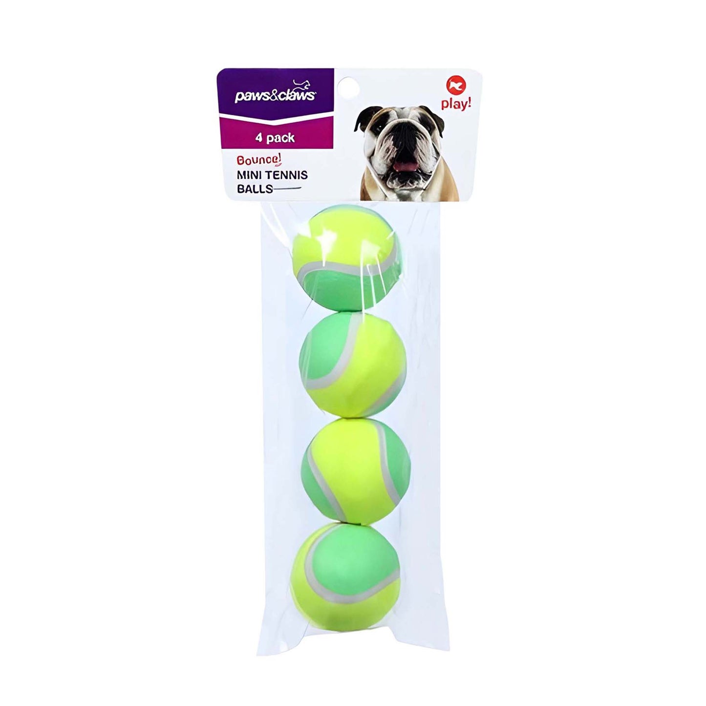 MINI TENNIS BALL 4/12PK 4CM 3 COLOURS