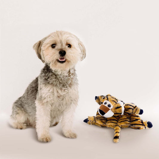 FLAT SQUEAKY ANIMAL PLUSH PET TOY - TIGER