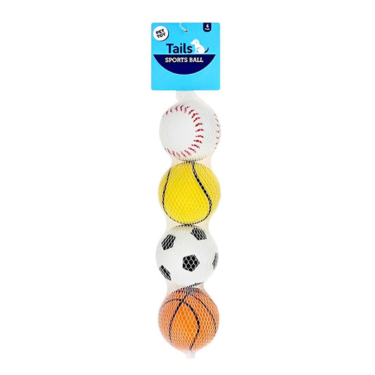 MINI PET SPORTS RUBBER BALLS 4/12PK