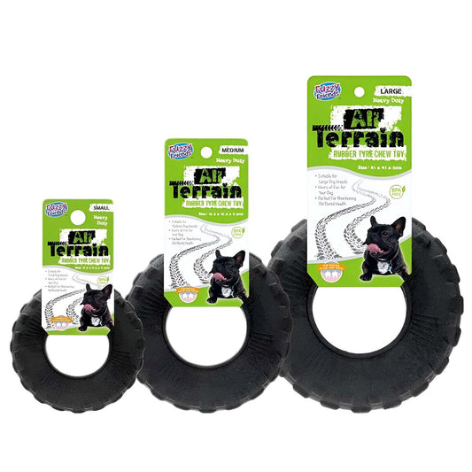 HEAVY DUTY TERRAIN RUBBER TYRE CHEW DOG PET TOY DURABLE TOUGH AGGRESSIVE CHEWERS