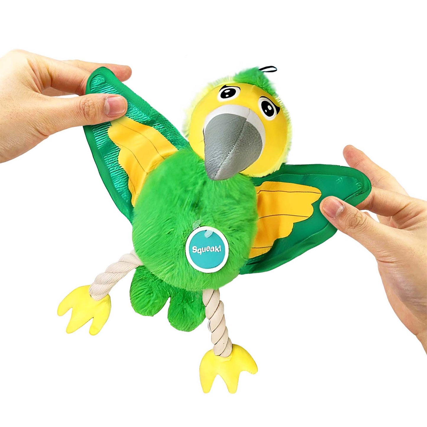 PLUSH PARROT WITH ROPE LEGS SERIES 3 COLOURS